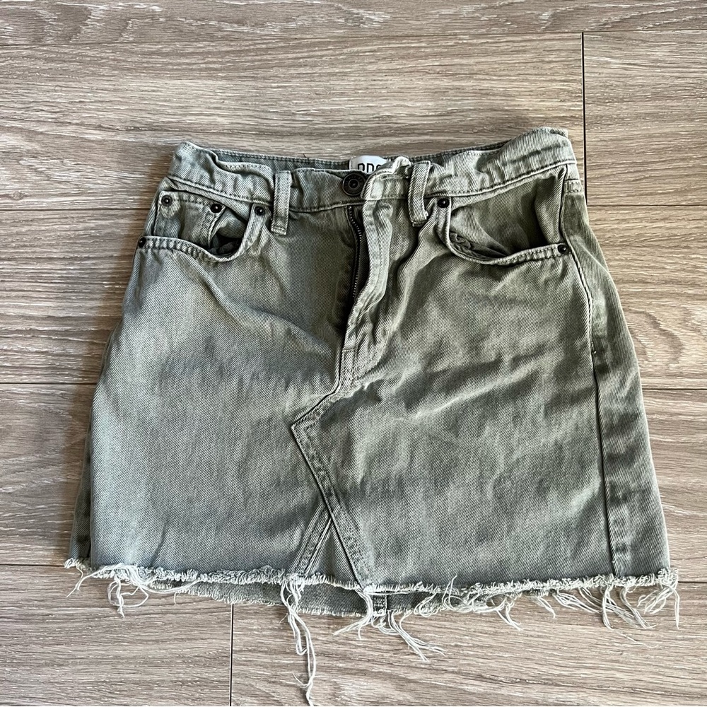 BDG green denim mini skirt